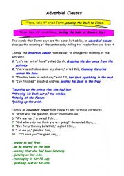 English Worksheet: Adverbial Clauses