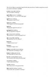 English Worksheet: This list will help you remember English verbs and prepositions