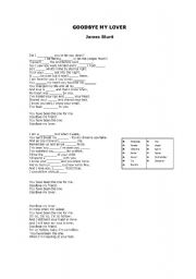 English Worksheet: Song Activity, Goodbye my lover- James Blunt