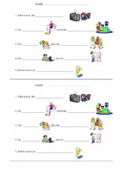 English Worksheet: EVERYDAY ACTIVITIES