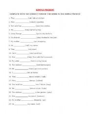 English Worksheet: Simple Present - Affirmative