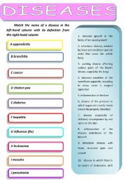 English Worksheet: DISEASES