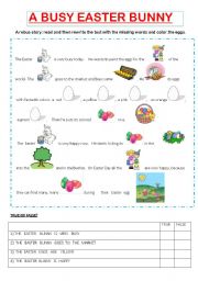 English Worksheet: A BUSY EASTER BUNNY