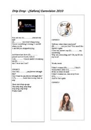 English worksheet: Drip Drop (Safura-Eurovision 2010)