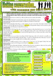 English Worksheet: MAKING CONVERSATION with someone you don`t know - reading + SPEAKING