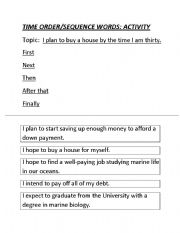 English worksheet: Time Order Sequence Words Activity