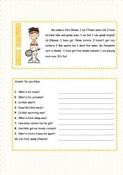 an elementary esl reading comprehension