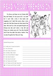 English Worksheet: an esl reading comprehension 