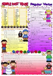 English Worksheet: PAST SIMPLE / REGULAR VERBS (+B&W)