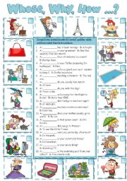 English Worksheet: Wh-questions (B&W + KEY included)