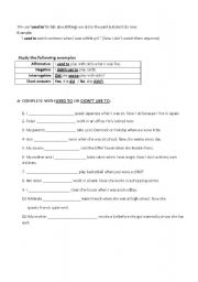 English Worksheet: used to