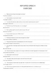 English Worksheet: reported speech