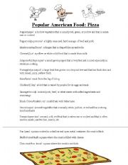 English worksheet: Popular American Food Series: Pizza