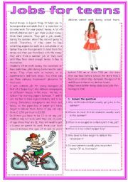 English Worksheet: Jobs for teens
