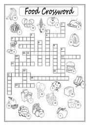 English Worksheet: Food Crossword Puzzle 