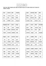 English Worksheet: BINGO   SIMPLE PAST