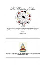 English Worksheet: Chinese Zodiac reading comprehension worksheet