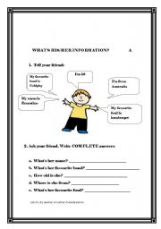 English worksheet: wh- conversation worksheet