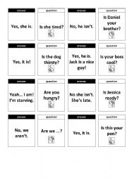 English Worksheet: Memory Game - Yes/No Questions - Editable BW