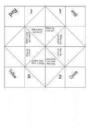 English Worksheet: Conversation cootie catcher/fortune teller