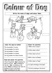 English Worksheet: Colour of dogs