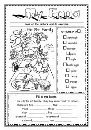 English Worksheet: My Food