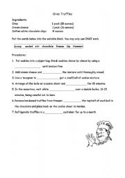 English worksheet: recipe oreo truffles