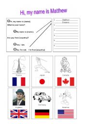 English worksheet: My name is...