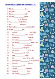English Worksheet: The verb TO BE, Negative Form (Present Simple Tense).