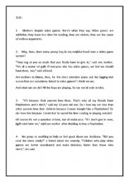 English Worksheet: video games