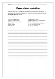 English Worksheet: Dream interpretation