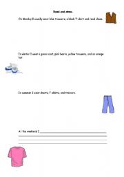 English Worksheet: I wear .....