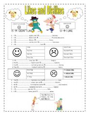 English Worksheet: likes and dislikes