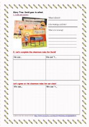 English worksheet: DAVID GOES TO SCHOOL_ BACK TO SCHOOL WS