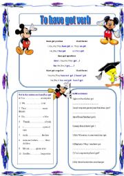 English Worksheet: Have/has got verb