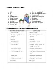 English Worksheet: Forms of greetings