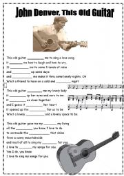 English Worksheet: Past Simple song This Old Guitar by Jonh Denver