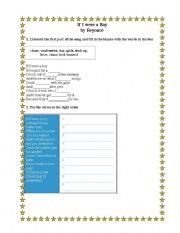 English Worksheet: If I were a boy by Byonc