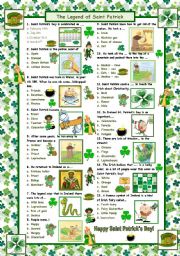 English Worksheet: The Legend of Saint Patrick (with answers)