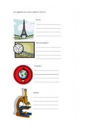 English Worksheet: The subjects