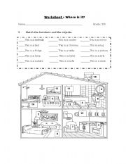 English Worksheet: Where is it? Furniture