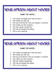 English Worksheet: Your Opinion About Movies 