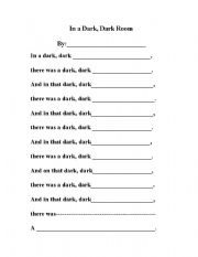 English Worksheet: In a Dark, Dark Room