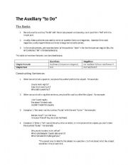 English Worksheet: The Auxiliary 