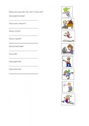 English worksheet: can, cant