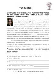 English Worksheet: Tim Burtons biography (1)