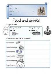 English Worksheet: Food and drinks