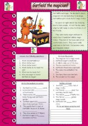 English Worksheet: Garfield the magician