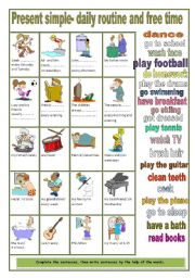 English Worksheet: Daily routine- free time activities