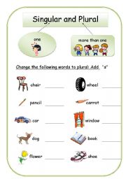 English Worksheet: Singular and Plural